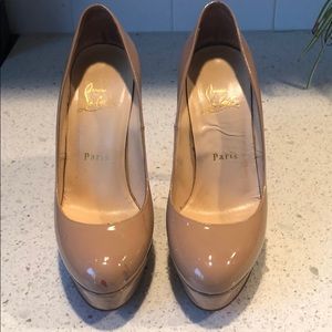 Louboutin Nude Patent Leather Pumps